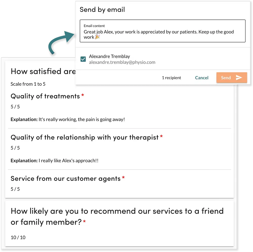 Message to motivate and recognize employees through customer satisfaction surveys