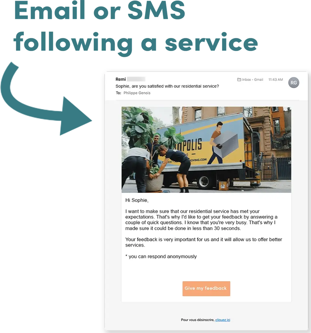 Automated questionnaire to improve the customer journey