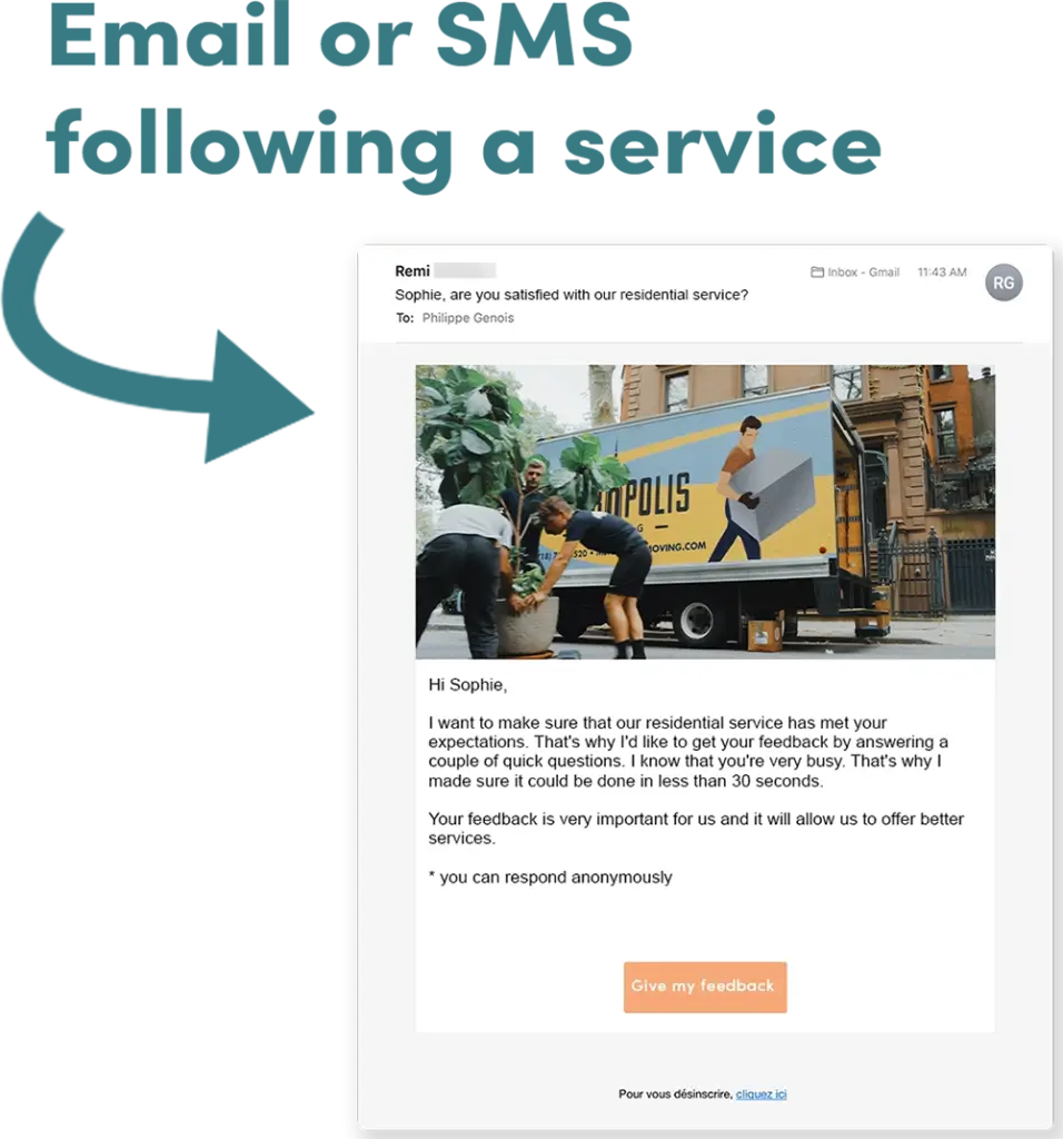 Automated survey to improve customer journey