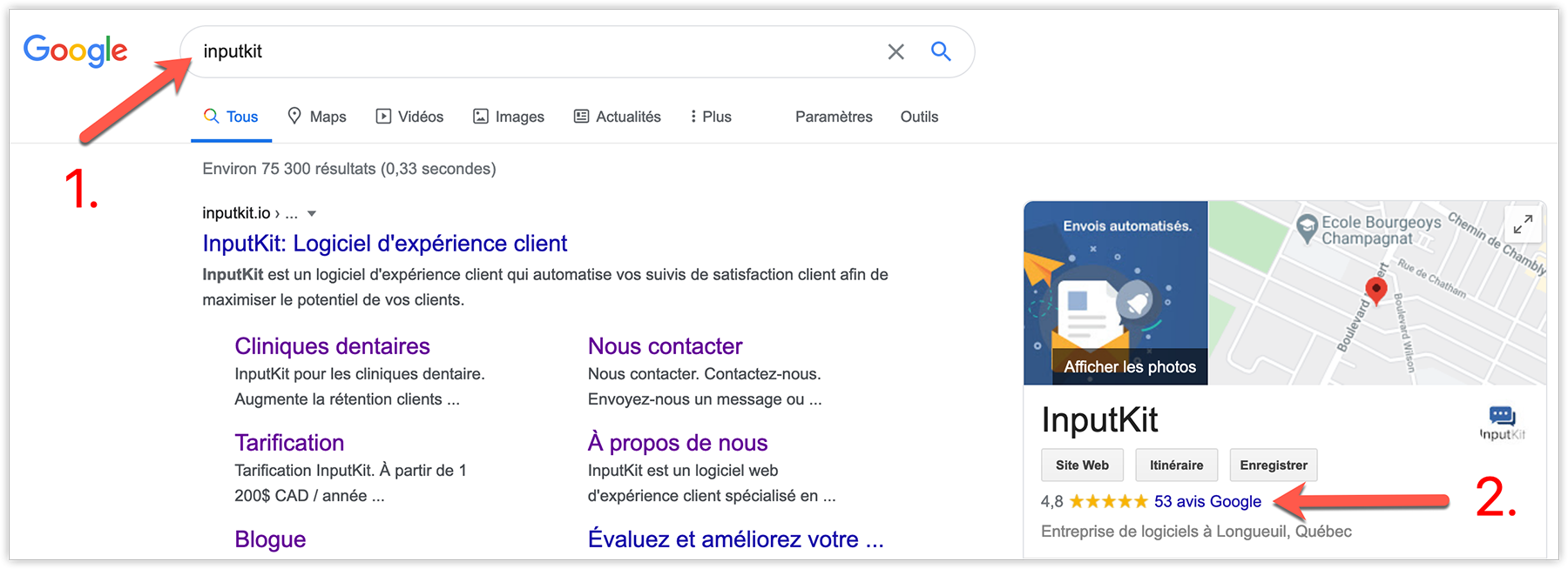 Search for your business on Google