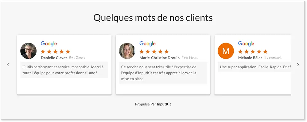 Widget d'avis Google pour mettre en confiance les prospects