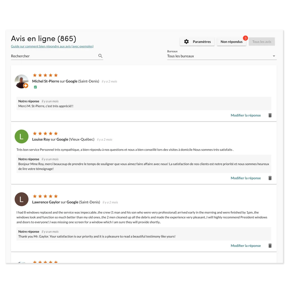 Satisfied customer responses